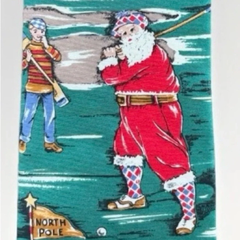 Wembley Santa Golfing North Pole Holiday‎ Silk Necktie Made In USA